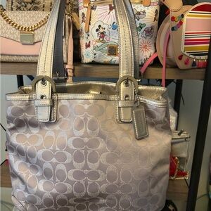 Coach Metallic Pale Pink Signature Tote